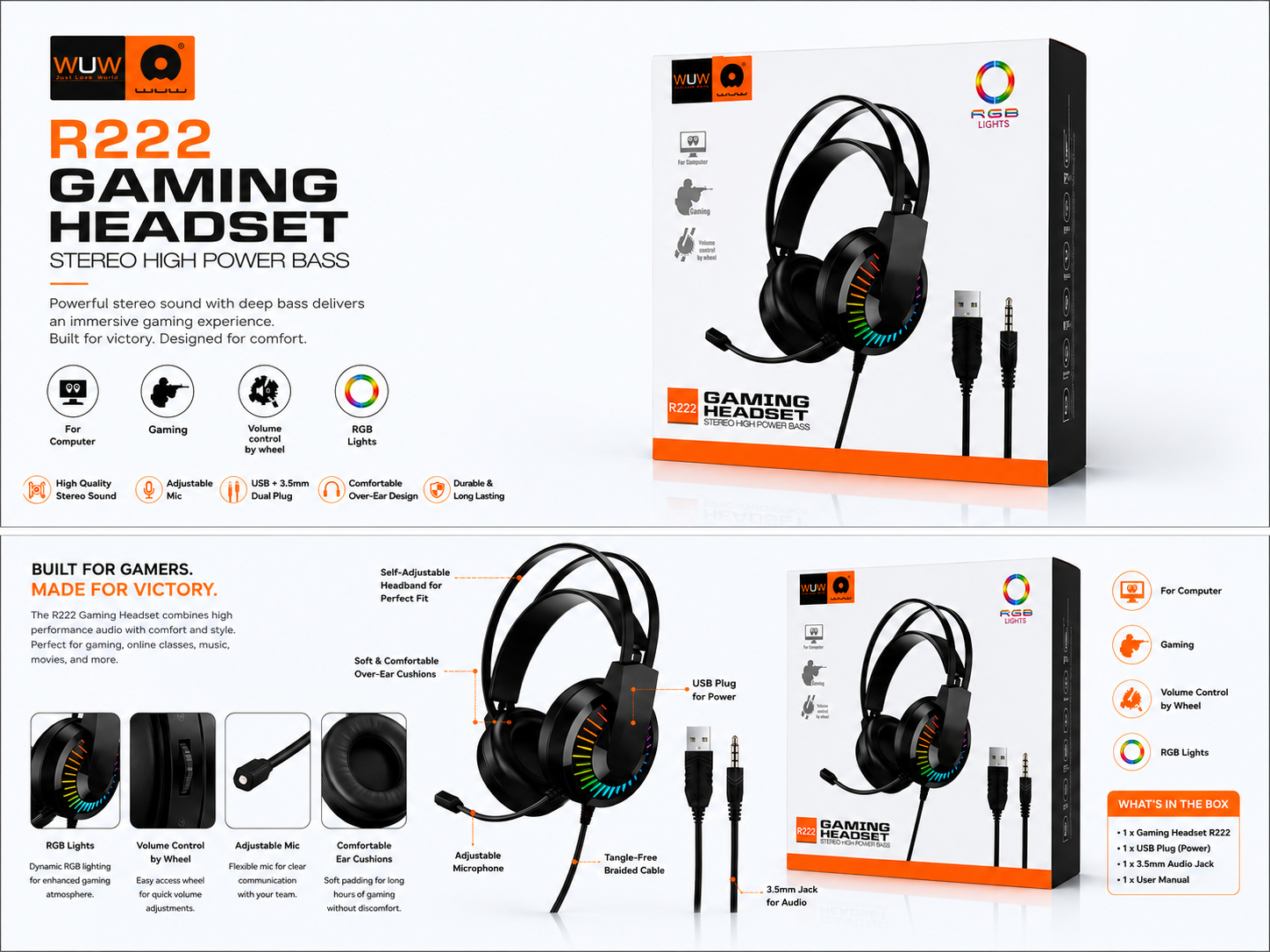 WUW R222 GAMING HEADPHONE